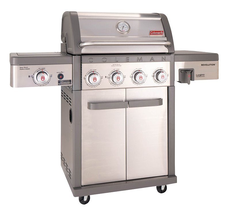 Coleman Revolution Series RV-401BBQ Barbecue Grill, 50,000 Btu/hr BTU, Liquid Propane, 4-Burner