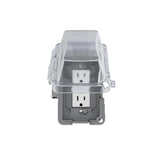 TayMac EXTRA DUTY Series MKG420CS GFCI Receptacle Kit, 5.1 in L, 4.53 in W, Rectangular, 1-Gang, Clear