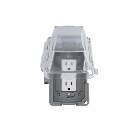 TayMac EXTRA DUTY Series MKG420CS GFCI Receptacle Kit, 5.1 in L, 4.53 in W, Rectangular, 1-Gang, Clear