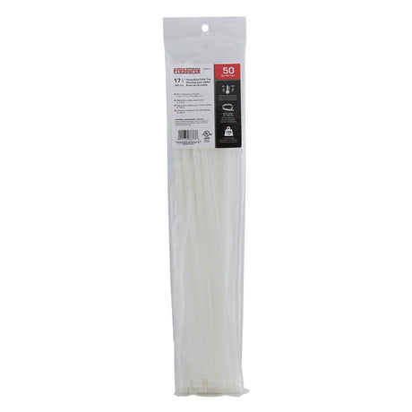 ProSource CT0917 Cable Tie, 17-11/16 inches, 120lb Tensile Strength, Self-Locking Locking, Nylon, White