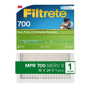 Filtrete 721-4 Pleated Air Filter, 24 in L, 18 in W, 8 MERV, 700 MPR, Fiberglass Frame, Pack of 4