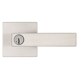 Kwikset Signature, Singapore 740SAL SQT 15 SMT Keyed Entry Door Handle, Lever Handle, Satin Nickel, Metal, AAA Grade