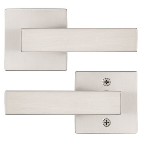 Kwikset Signature, Singapore 720SAL SQT 15 Hall/Closet Handle, Lever Handle, Zinc, Satin Nickel, Universal Hand