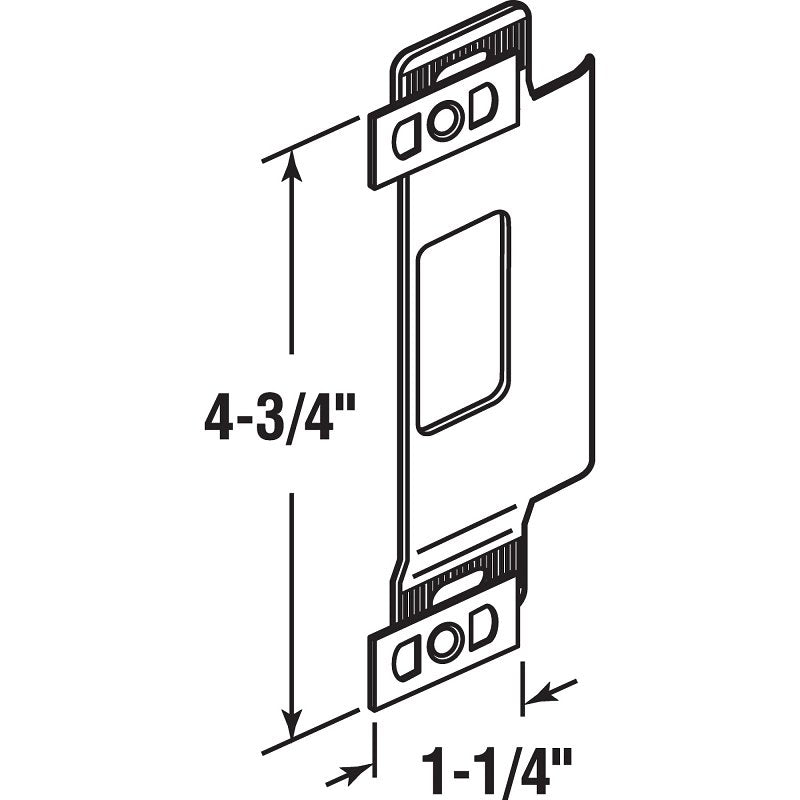 Defender Security U 9495 Adjustable Door Strike Plate, 4-3/4 in L, 1-1/4 in W, Steel, Brass