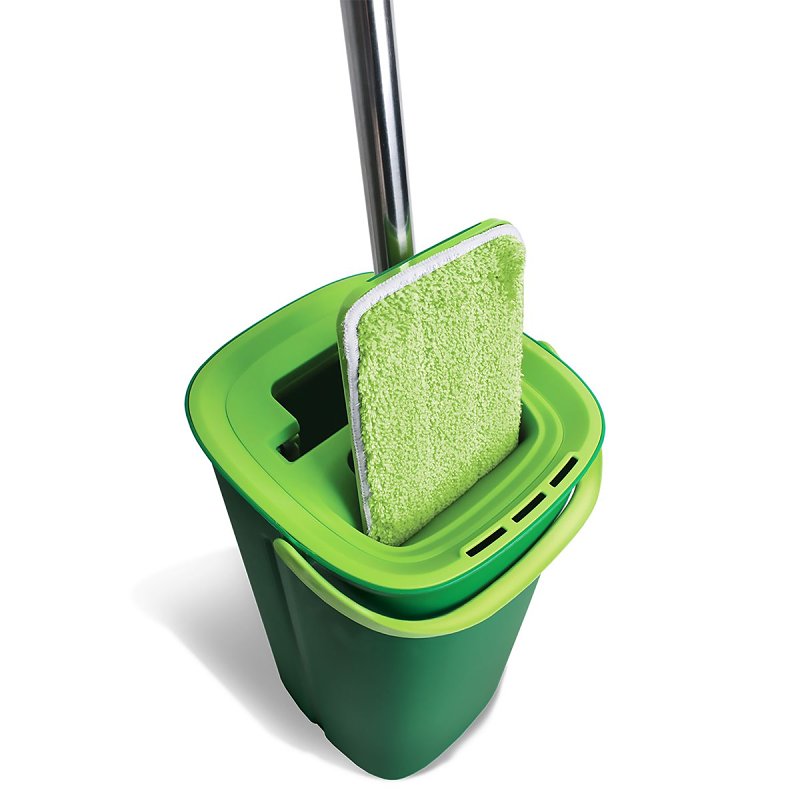 Libman Rinse 'n Wring 1516 Mop System, 51 in L, Hook and Loop Mop Connection, Microfiber Mop Head