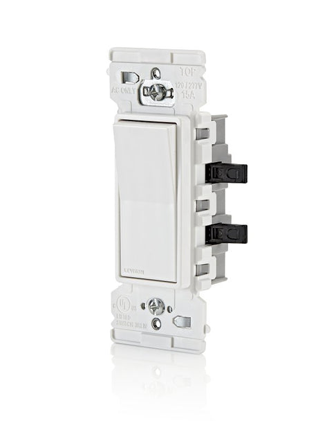 Decora Edge Series E5601-0SW Residential-Grade Rocker Switch, 15 A, 120/277 VAC, Side Lever Terminal, White