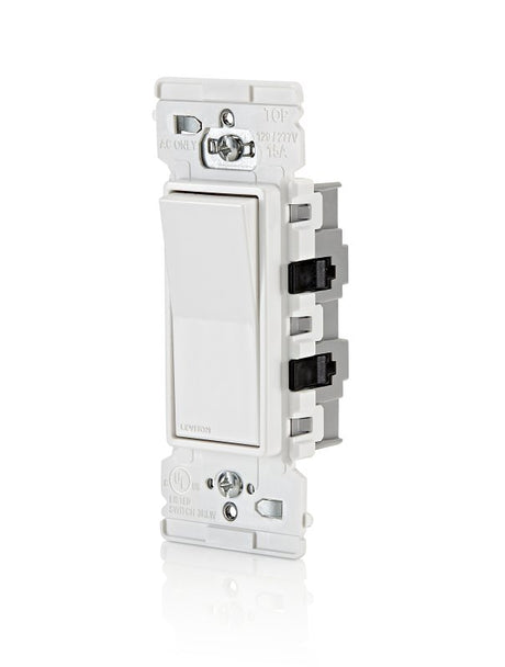 Decora Edge Series E5601-0SW Residential-Grade Rocker Switch, 15 A, 120/277 VAC, Side Lever Terminal, White