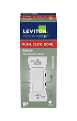 Decora Edge Series E5601-0SW Residential-Grade Rocker Switch, 15 A, 120/277 VAC, Side Lever Terminal, White