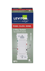Decora Edge Series E5603-0SW Residential-Grade 3-Way Rocker Switch, 15 A, 120/277 VAC, Side Lever Terminal, White