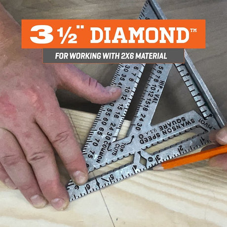 Swanson S0100-A Speed Square, 1/8 in Graduation, Aluminum, 7-1/4 in L, 7 in W