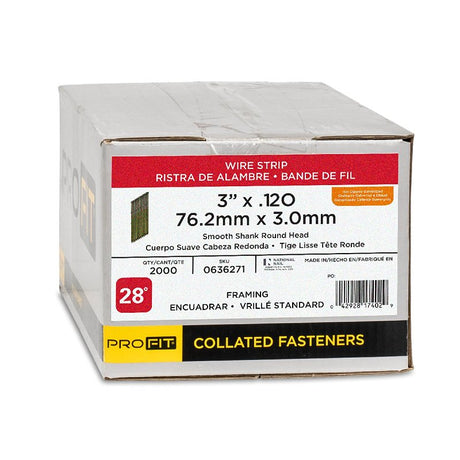 ProFIT 600251 Framing Nail, 2-3/8 in L, 11.5 ga, Stainless Steel, Brite, Offset Round Head, Smooth Shank