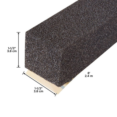 M-D 03115 Expandable Weatherseal, 1-1/2 in W, 8 ft L, 1-1/2 in Thick, Foam, Black