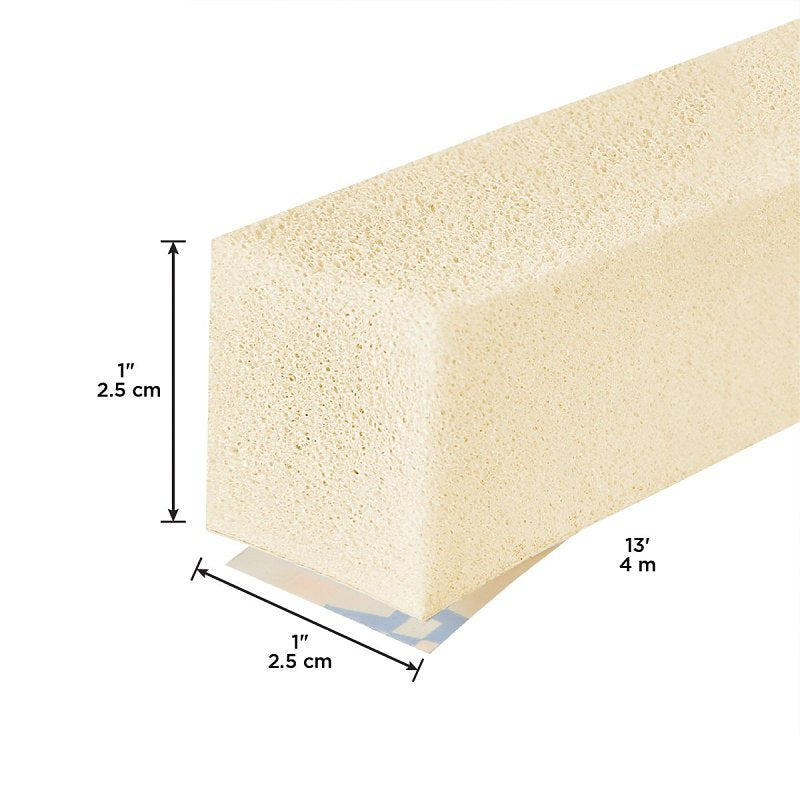 M-D 03166 Expandable Weatherseal, 1 in W, 13 ft L, 1 in Thick, Foam, Neutral