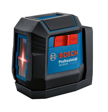 Bosch GLL50-20 Cross-Line Laser, 50 ft, 5/16 in Accuracy, 2-Beam, Red Laser