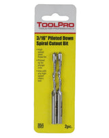Toolpro TP43218 Cutout Bit, 3/16 in Dia, Spiral Flute, Straight Shank