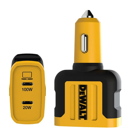 DEWALT 141 0484 DW2 2-Port PPS PD Car Charger, Type C Plug, Black/Yellow