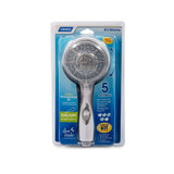 Camco USA 43714 Shower Head Kit with On/Off, Round, 2.5, 1.7 gpm, 1/2 in Connection, 5-Spray Function, 4 in Dia, 9 in L