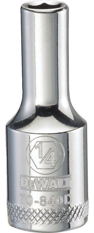 DEWALT DWMT70840OSP Drive Hand Socket, 1/4 in Socket, 3/8 in Drive, 6-Point, Steel, Polished Chrome Vanadium