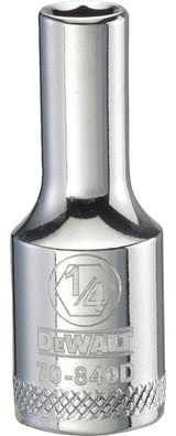 DEWALT DWMT70840OSP Drive Hand Socket, 1/4 in Socket, 3/8 in Drive, 6-Point, Steel, Polished Chrome Vanadium