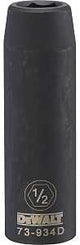 DEWALT DWMT73934OSP Impact Socket, 1/2 in Socket, 19/32 in D Socket, 1/2 in Drive, 6-Point, CR-440 Steel, Black Oxide