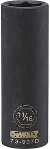 DEWALT DWMT73937OSP Impact Socket, 11/16 in Socket, 23/32 in D Socket, 1/2 in Drive, 6-Point, CR-440 Steel, Black Oxide