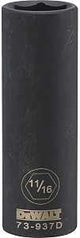 DEWALT DWMT73937OSP Impact Socket, 11/16 in Socket, 23/32 in D Socket, 1/2 in Drive, 6-Point, CR-440 Steel, Black Oxide