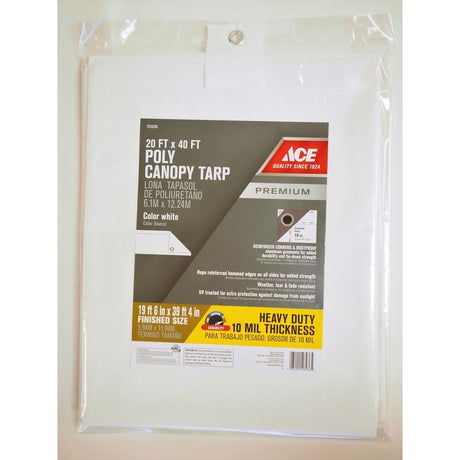 Ace 20 ft. W X 40 ft. L Heavy Duty Polyethylene Canopy Tarp White