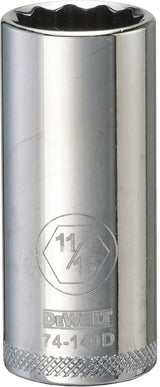 DEWALT DWMT74140OSP Drive Hand Socket, 11/16 in Socket, 3/8 in Drive, 12-Point, Steel, Polished Chrome Vanadium
