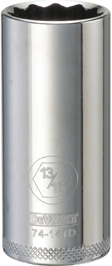 DEWALT DWMT74141OSP Drive Hand Socket, 13/16 in Socket, 3/8 in Drive, 12-Point, Steel, Polished Chrome Vanadium