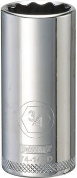 DEWALT DWMT74142OSP Drive Hand Socket, 3/4 in Socket, 3/8 in Drive, 12-Point, Steel, Polished Chrome Vanadium