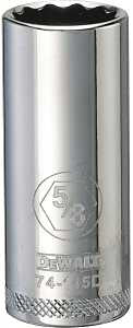 DEWALT DWMT74145OSP Drive Hand Socket, 5/8 in Socket, 3/8 in Drive, 12-Point, Steel, Polished Chrome Vanadium