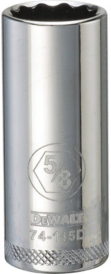 DEWALT DWMT74145OSP Drive Hand Socket, 5/8 in Socket, 3/8 in Drive, 12-Point, Steel, Polished Chrome Vanadium