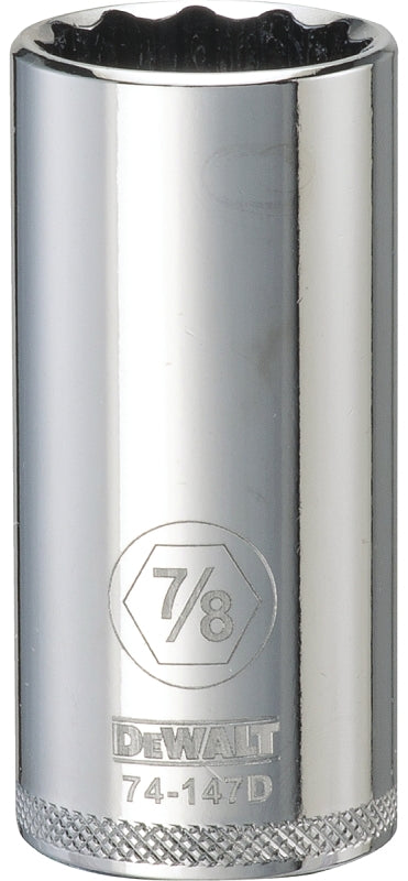 DEWALT DWMT74147OSP Drive Hand Socket, 7/8 in Socket, 3/8 in Drive, 12-Point, Steel, Polished Chrome Vanadium