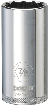 DEWALT DWMT74147OSP Drive Hand Socket, 7/8 in Socket, 3/8 in Drive, 12-Point, Steel, Polished Chrome Vanadium