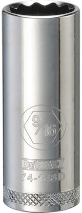 DEWALT DWMT74148OSP Drive Hand Socket, 9/16 in Socket, 3/8 in Drive, 12-Point, Steel, Polished Chrome Vanadium