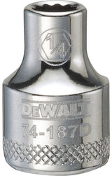DEWALT DWMT74187OSP Drive Hand Socket, 1/4 in Socket, 3/8 in Drive, 12-Point, Steel, Polished Chrome Vanadium