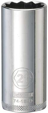 DEWALT DWMT74189OSP Drive Hand Socket, 21 mm Socket, 3/8 in Drive, 12-Point, Steel, Polished Chrome Vanadium