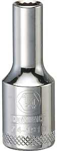 DEWALT DWMT74191OSP Drive Hand Socket, 1/4 in Socket, 3/8 in Drive, 12-Point, Steel, Polished Chrome Vanadium