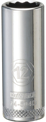 DEWALT DWMT74504OSP Drive Hand Socket, 12 mm Socket, 3/8 in Drive, 12-Point, Steel, Polished Chrome Vanadium