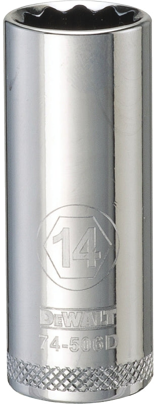 DEWALT DWMT74506OSP Drive Hand Socket, 14 mm Socket, 3/8 in Drive, 12-Point, Steel, Polished Chrome Vanadium