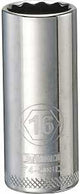 DEWALT DWMT74508OSP Drive Hand Socket, 16 mm Socket, 3/8 in Drive, 12-Point, Steel, Polished Chrome Vanadium