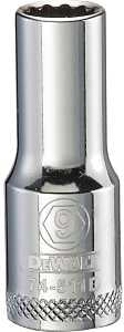 DEWALT DWMT74511OSP Drive Hand Socket, 9 mm Socket, 3/8 in Drive, 12-Point, Steel, Polished Chrome Vanadium