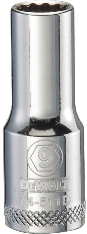 DEWALT DWMT74511OSP Drive Hand Socket, 9 mm Socket, 3/8 in Drive, 12-Point, Steel, Polished Chrome Vanadium