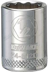 DEWALT DWMT74512OSP Drive Hand Socket, 1/2 in Socket, 3/8 in Drive, 12-Point, Steel, Polished Chrome Vanadium