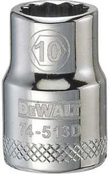 DEWALT DWMT74513OSP Drive Hand Socket, 10 mm Socket, 3/8 in Drive, 12-Point, Steel, Polished Chrome Vanadium