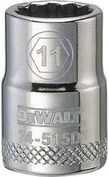 DEWALT DWMT74515OSP Drive Hand Socket, 11 mm Socket, 3/8 in Drive, 12-Point, Steel, Polished Chrome Vanadium