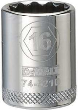 DEWALT DWMT74521OSP Drive Hand Socket, 16 mm Socket, 3/8 in Drive, 12-Point, Steel, Polished Chrome Vanadium