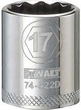 DEWALT DWMT74522OSP Drive Hand Socket, 17 mm Socket, 3/8 in Drive, 12-Point, Steel, Polished Chrome Vanadium