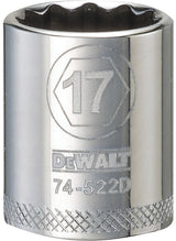 DEWALT DWMT74522OSP Drive Hand Socket, 17 mm Socket, 3/8 in Drive, 12-Point, Steel, Polished Chrome Vanadium