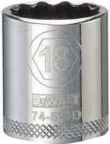 DEWALT DWMT74523OSP Drive Hand Socket, 18 mm Socket, 3/8 in Drive, 12-Point, Steel, Polished Chrome Vanadium
